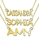 Drusilla Nameplate Charm and Necklace in 14k white, yellow, or rose (pink) gold, 1 inch