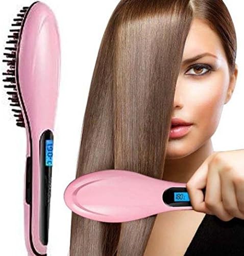 Hair Straightener,Emontek® Straighter Comb,Electric Hot Hair Brush LCD Ion Brush Auto Straight Tool,Anti-Scald Massager,Electric Comb Hair Straightening Irons (Pink)