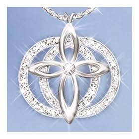 The Bradford Exchange Forever Love Diamond Cross Pendant Eternity Necklace: Romantic Gift For Her