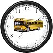 Yellow School Bus No.2 Wall Clock by WatchBuddy Timepieces (Black Frame)