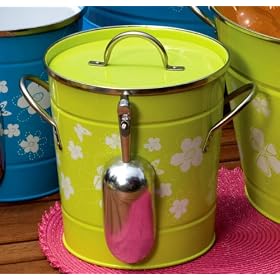 Always in Bloom Green Round Metal Ice Bucket by Foxy Wine D�cor