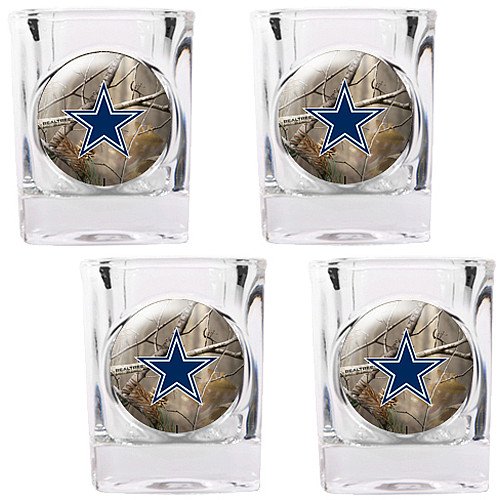 NFL Dallas Cowboys Open Field Four Piece Square Shot Glass Set