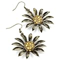 Flower Drop Pierced Fashion Earrings Burnt Gold & Yellow
