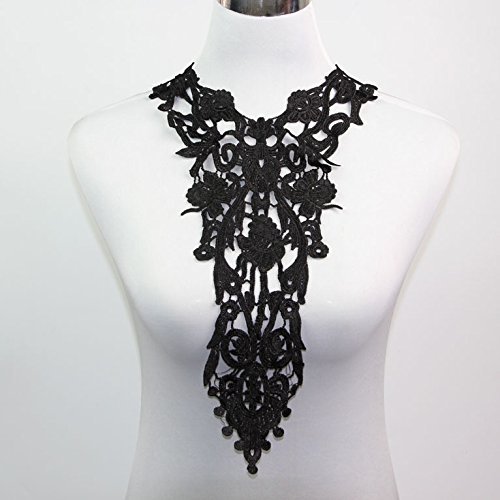 Yontree Neckline Collar Venise Lace Applique Black