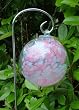 Pink and White Hand-blown Glass Sun Catcher Gazing Globe with Shepherds Hook (6 inch)