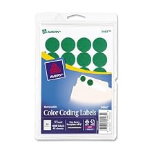 Avery Print/Write Self-Adhesive Removable Labels, 0.75 Inch Diameter, Green, 1008 per Pack (05463)