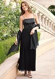 Pleated Chiffon Gown with Scarf