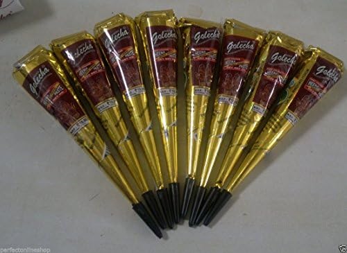 8 pc black golecha henna cone temporary tattoo paste + one henna design book free