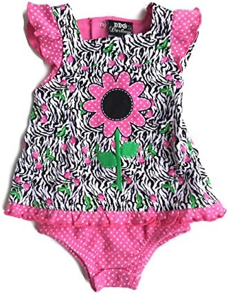 Zebra Print Sunflower Baby Girl Romper (3-6 Months)