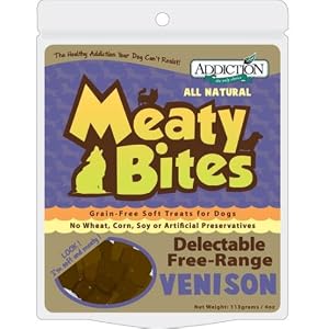Addiction All-Natural Grain-Free Meaty Bites Dog Treats - Free-Range New Zealand Venison -... by 