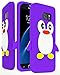Samsung Galaxy S7 Case, Bastex Purple and White Silicone Flexible Penguin Character Case Cover for Samsung Galaxy S7