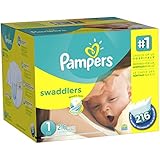 Pampers Swaddlers Diapers Size 1 Economy Pack Plus, 216 Count