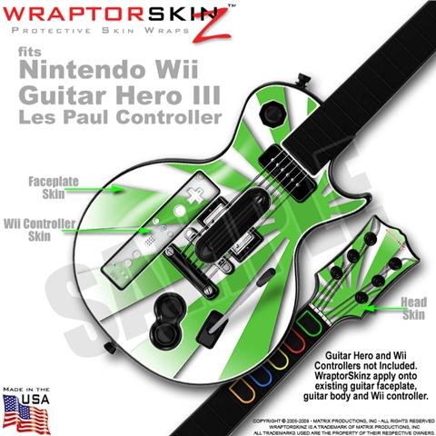 Rising Sun Green Skin by WraptorSkinz TM fits Nintendo Wii Guitar Hero III (3) Les Paul Controller (GUITAR NOT INCLUDED)