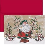 Santa With Candycanes Christmas Cards