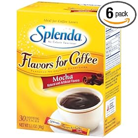 Splenda No Calorie Sweetener, Flavor for Coffee, Mocha, 30-Count Boxes (Pack of 6)