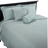 Regency Collection 300-Thread Count Woven Stripe 7-Piece King Comforter Set, Teal