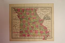 Antique Map of USA: Missouri, Kansas, 1888