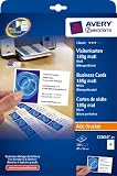 Avery Zweckform, C32010-25, Visitenkarten, 25 Blatt, unbeschichtet, weiß, 185 g, 85 x 54, weiß, mikroperforiert
