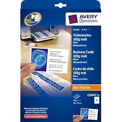 Avery Zweckform, C32010-25, Visitenkarten, 25 Blatt, unbeschichtet, wei�, 185 g, 85 x 54, wei�, mikroperforiert