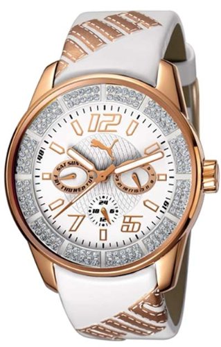 PUMA RACE CAT MULTIFUNCTION LADY'S WATCH WITH CRYSTALS ROSE GOLD AND WHITE PU101752004