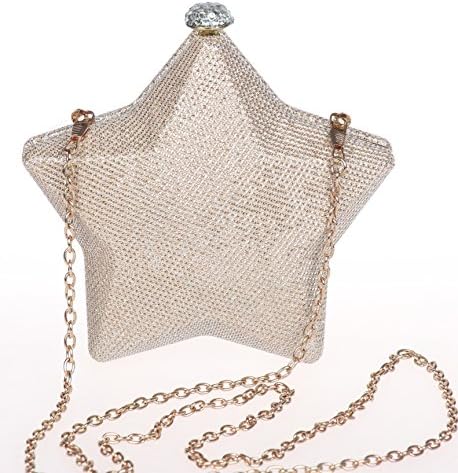 Star Shape Small Evening Clutch Purse Hard Shell Box Clutch Party Bag (Gold)