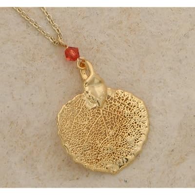 Gold Necklace Pendant Jewelry with Aspen Leaves