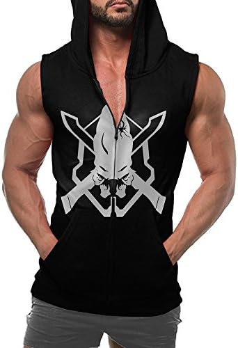 Halo 3 Legendary Logo Mens Sleeveless Hoodie Zip-up With Pocket