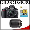 Nikon D3000 10MP Digital SLR Camera with 18-55mm f/3.5-5.6G AF-S DX VR Nikkor Zoom Lens & 55-200mm VR Zoom Lens