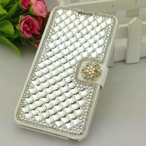 EVTECH(TM) Luxury Crystal Diamond Bling Design Wallet Leather Cover Case for Samsung Galaxy Note 3 SM-N9000 N9002 N9005 (100% Handcrafted)