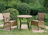 3-Piece Valencia Steel-Frame Wicker Skirted Bistro Table and Chairs Set