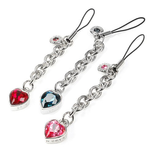 LACASA crystal / スワロフスキー 携帯ストラップ【ラブリーハート】ルビー（Ruby）