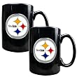 Pittsburgh Steelers 2pc 15oz Black Ceramic Mug Set - Primary Logo NFL Football
