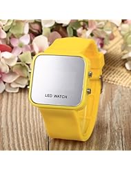 Youyoupifa Digital Display Mirror Dial LED Sport Watch (Yellow)