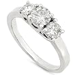 Three Stone Round Brilliant Diamond Ring 3/4ctw (HI/SI) in 14K White Gold