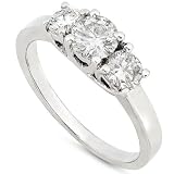 Three Stone Round Brilliant Diamond Ring 1/2ctw (HI/I1) in 14k White Gold