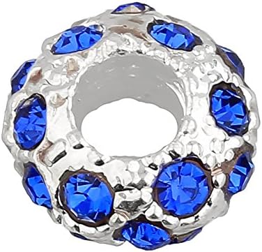 30pc Silver Crystal Rondelle Charm Bead Fit European Bracelet AB070