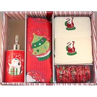 Santa's Globe Shower Curtain Set w/ hooks, lotion pump and 2 hand towels