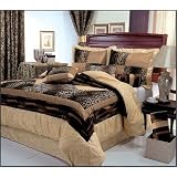 7 Pieces Leopard Print Patchwork Comforter (90"x92" in Inch) Set/ Bed-in-a-bag Queen Size