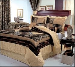 7 Pieces Leopard Printed Patchwork Comforter (104"x92" in Inch) Set bed-in-a-bag King Size Bedding