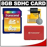 Transcend 8GB SecureDigital Class 10 (SDHC) Memory Card + SD Hard Case + Cl ....