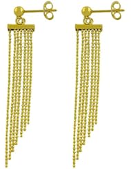 14 Karat Yellow Gold 7-strand Diamond-cut Ball Link Dangle Earrings