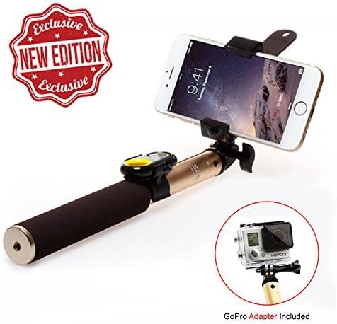AShutB's Selfie Stick Kit with Detachable Wireless Bluetooth Remote with Q-Holder for all mobile devices and Tablets(7" and below) - Compatible with iPhone, Android and GoPro Adapter - Green