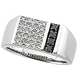 14K White Gold Man's White and Black Diamond Ring - 0.33 Ct.