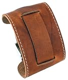Nemesis #STW-B Wide Brown Leather Cuff Wrist Watch Band