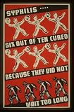 Syphilis (Six out of Ten Cured) Gold Wood-Mounted Art Poster Print - 13" X 19"