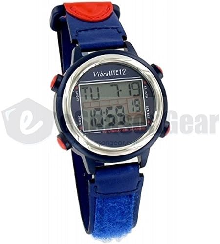 VibraLITE 12 Vibrating Watch with Red &amp; Blue Band 12 Alarms by VibraLITE