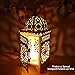 Ivenf Moroccan Style Matte White Cast Iron Handmade Square Scrollwork Candle Lantern