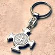 Silver with White Inlay Saint Benedict Cross Key Chain - 3.75 Height - Made in Italy
