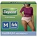 Depend FIT-FLEX Incontinence Underwear for Women, Disposable, Maximum Absorbency, M, Blush, 44 Count