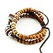 November's Chopin (TM) Charm Metal Cross Button Wood Beads Multistrand Leather Adjustable Wrap Bracelet